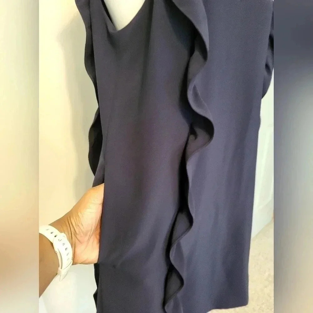 Ted Baker Halter Neck Lace Detail Torria Ruffled Navy Blue Tunic Dress(4)Large - Picture 8 of 11